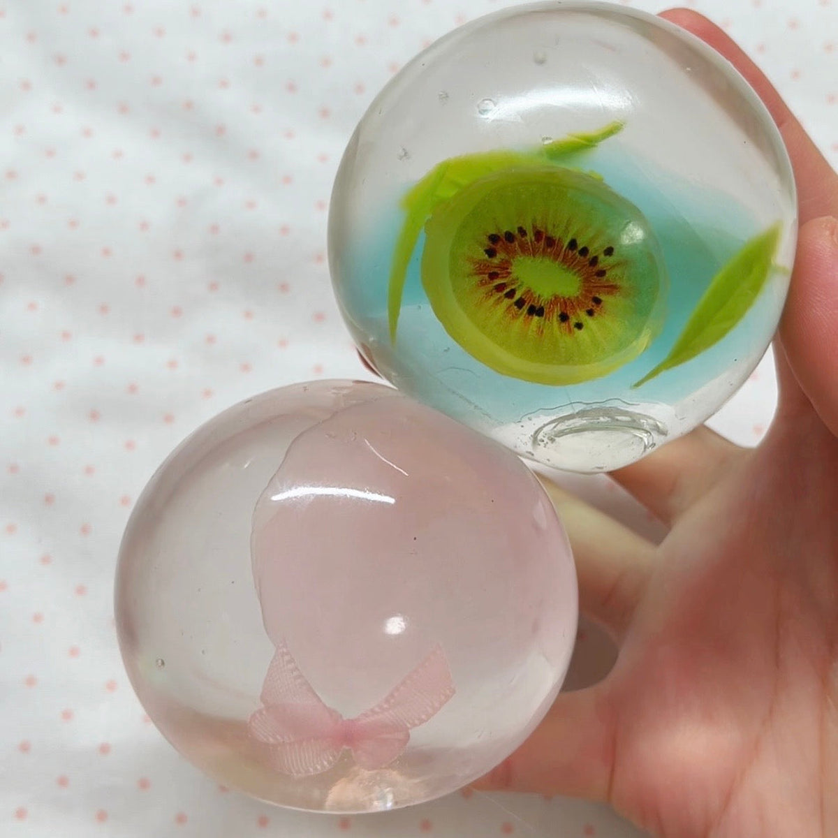 Crystal Kiwi Bow Coconut Oil Stress Ball