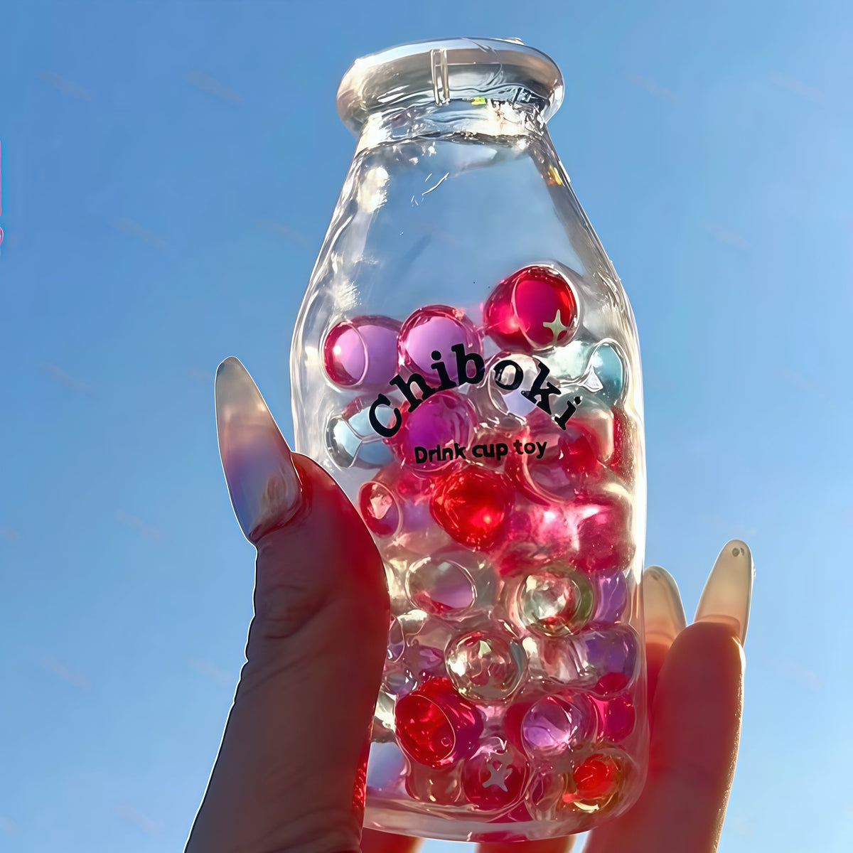 Colored Glass Beads Squishy Bottle